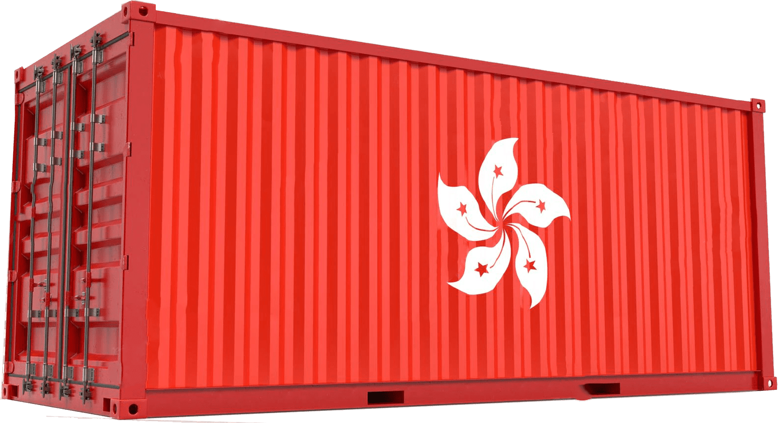 realistic shipping cargo container textured with flag hong kong isolated 3d rendering 1401 3694