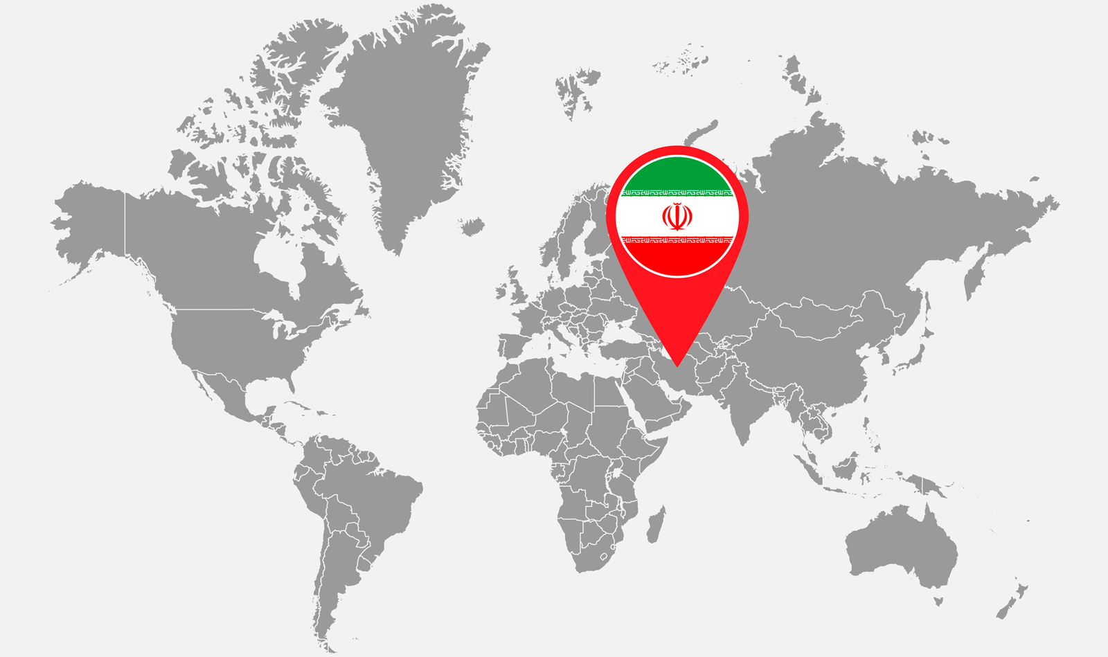 pin map with iran flag on world map vector illustration