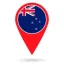 Map pointer with contry New Zealand. New Zealand flag. Vector illustration.